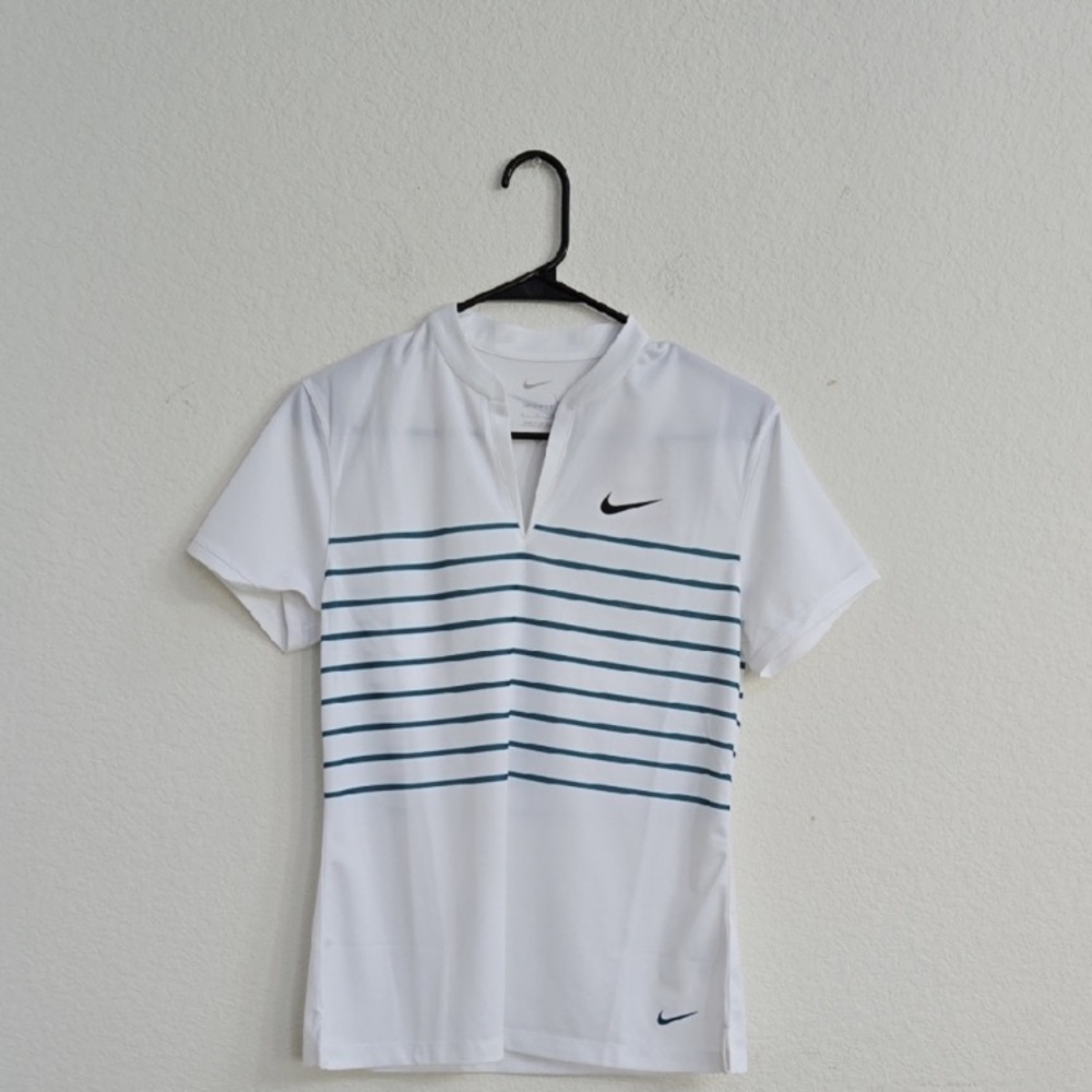 NWOT- Nike White Shirt with Blue Stripes, Golf Polo